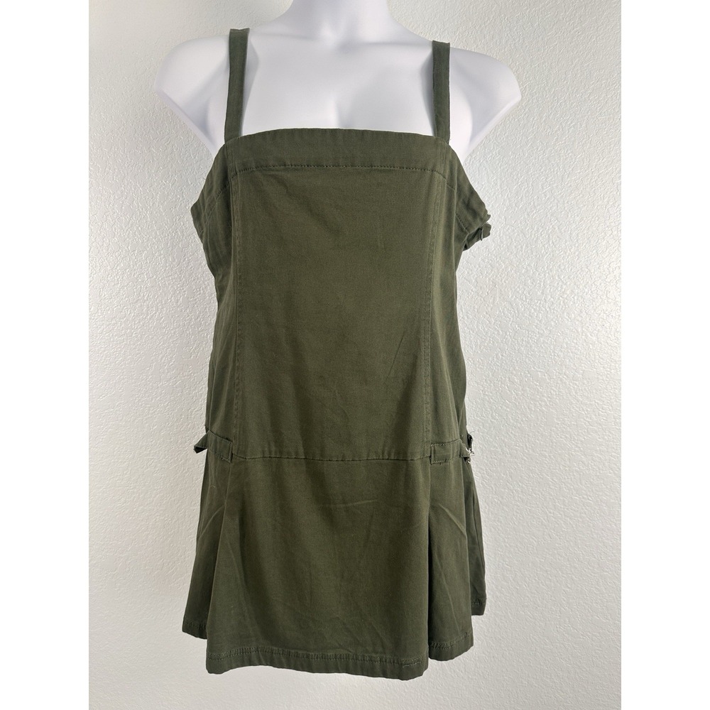 NWT Forever 21 Sz: 1X Army Green Twill Overall Skirt Skirtall Utility Grunge